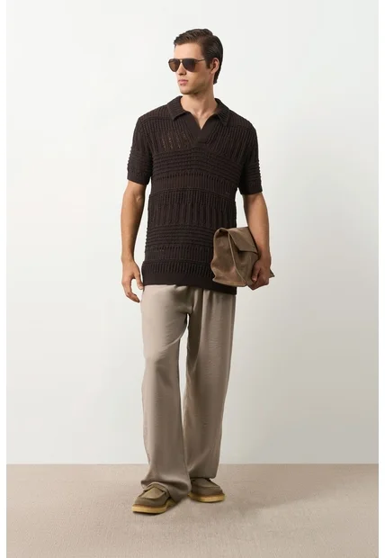 Polo Manga Corta En Tejiido Para Hombre Siloli Polo Manga Corta En Tejiido Para Hombre Siloli Cafe XXL VÉLEZ