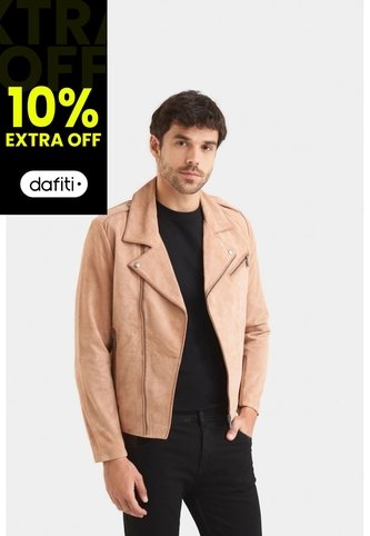 Chaqueta Biker De Gamuza Para Hombre Cremallera Cruzada Chaqueta Biker De Gamuza Para Hombre Cremallera Cruzada Arena L VÉLEZ Vélez