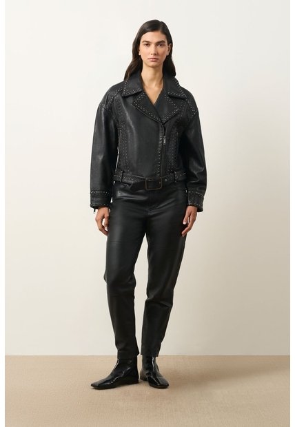 Chaqueta Biker En Cuero Quimera Para Mujer Chaqueta Biker En Cuero Quimera Para Mujer Negro S VÉLEZ