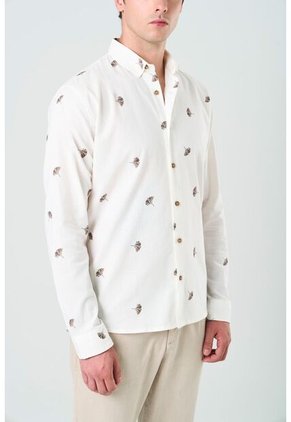 Camisa Manga Larga Semi Fitted Para Hombre Sienna Camisa Manga Larga Semi Fitted Para Hombre Sienna Crema M VÉLEZ