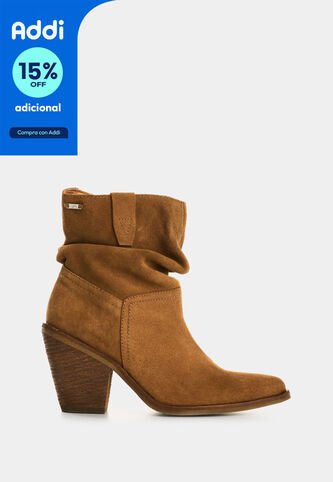 Botines De Cuero Gamuzado Para Mujer Faro Botines De Cuero Gamuzado Para Mujer Faro Miel 38 VÉLEZ Vélez