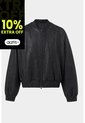 Chaqueta Bomber En Cuero Texturizado Para Hombre Calypso Chaqueta Bomber En Cuero Texturizado Para Hombre Calypso Negro XS VÉLEZ de Vélez