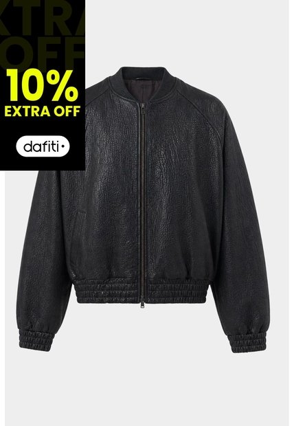 Chaqueta Bomber En Cuero Texturizado Para Hombre Calypso Chaqueta Bomber En Cuero Texturizado Para Hombre Calypso Negro XS VÉLEZ