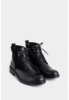 Botas Solar De Cuero Para Hombre Combinación De Texturas Botas Solar De Cuero Para Hombre Combinación De Texturas Negro 38 VÉLEZ