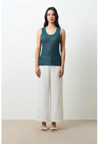 Camiseta Tejida Para Mujer Efecto Metalizado Lúrex Camiseta Tejida Para Mujer Efecto Metalizado Lúrex Azul Aguamarina S VÉLEZ Vélez