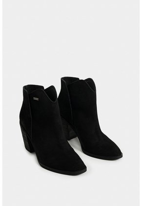 Botines Alpha De Cuero Gamuzado Para Mujer Silueta Asimétrica Botines Alpha De Cuero Gamuzado Para Mujer Silueta Asimétrica Negro 34 VÉLEZ