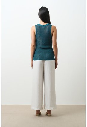 Camiseta Tejida Para Mujer Efecto Metalizado Lúrex Camiseta Tejida Para Mujer Efecto Metalizado Lúrex Azul Aguamarina S VÉLEZ