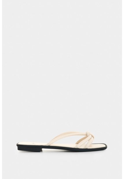 Sandalia Plana De Cuero Para Mujer Sole Sandalia Plana De Cuero Para Mujer Sole Blanco 37 VÉLEZ