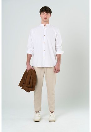 Camisa Manga Larga Para Hombre Cuello Nerú Camisa Manga Larga Para Hombre Cuello Nerú Blanco M VÉLEZ