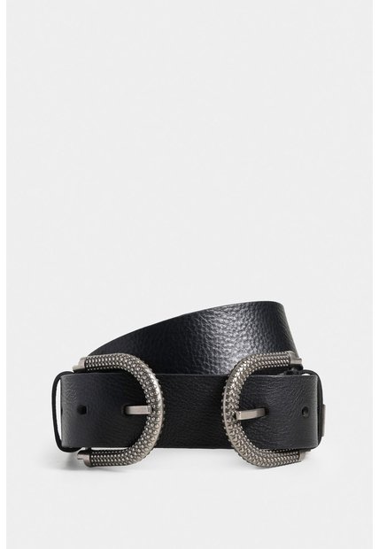 Cinturón Unifaz Bolet De Cuero Para Mujer Hebilla Texturizada Cinturón Unifaz Bolet De Cuero Para Mujer Hebilla Texturizada Negro M VÉLEZ