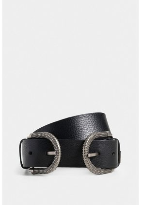 Cinturón Unifaz Bolet De Cuero Para Mujer Hebilla Texturizada Cinturón Unifaz Bolet De Cuero Para Mujer Hebilla Texturizada Negro M VÉLEZ