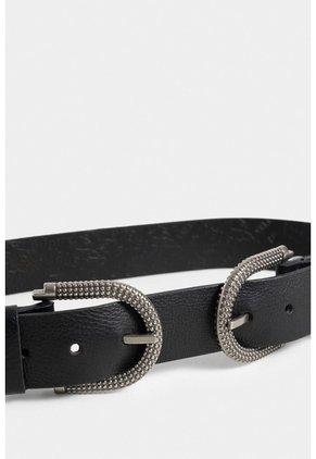 Cinturón Unifaz Bolet De Cuero Para Mujer Hebilla Texturizada Cinturón Unifaz Bolet De Cuero Para Mujer Hebilla Texturizada Negro M VÉLEZ