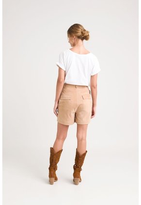 Short Ciboria De Cuero Gamuza Para Mujer Tiro Alto Short Ciboria De Cuero Gamuza Para Mujer Tiro Alto Arena 08 VÉLEZ