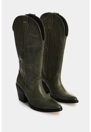 Botas De Cuero Bordado Para Mujer Elia Botas De Cuero Bordado Para Mujer Elia Verde 38 VÉLEZ