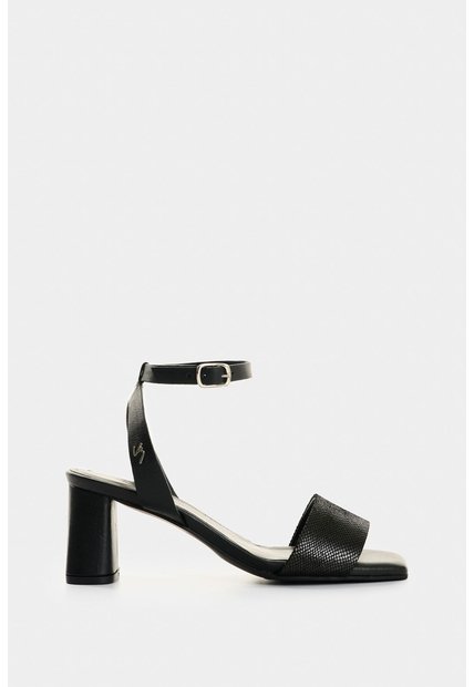 Sandalia Tacón De Cuero Grabado Para Mujer Kril Sandalia Tacón De Cuero Grabado Para Mujer Kril Negro 39 VÉLEZ