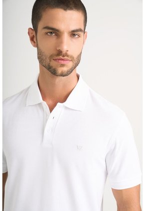 Polo Para Hombre Semi Fit Detalle Jacquard Polo Para Hombre Semi Fit Detalle Jacquard Blanco M VÉLEZ