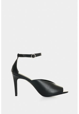Sandalia Tacón Duna En Cuero Folia Para Mujer Peep Toe Sandalia Tacón Duna En Cuero Folia Para Mujer Peep Toe Negro 37 VÉLEZ Vélez