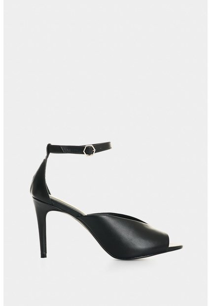Sandalia Tacón Duna En Cuero Folia Para Mujer Peep Toe Sandalia Tacón Duna En Cuero Folia Para Mujer Peep Toe Negro 37 VÉLEZ