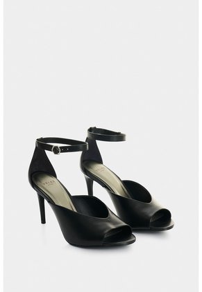 Sandalia Tacón Duna En Cuero Folia Para Mujer Peep Toe Sandalia Tacón Duna En Cuero Folia Para Mujer Peep Toe Negro 37 VÉLEZ
