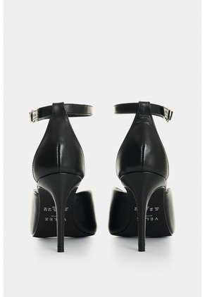 Sandalia Tacón Duna En Cuero Folia Para Mujer Peep Toe Sandalia Tacón Duna En Cuero Folia Para Mujer Peep Toe Negro 37 VÉLEZ