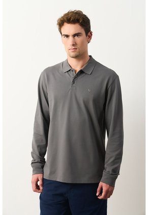 Polo Manga Larga En Algodón Para Hombre Nápoles Polo Manga Larga En Algodón Para Hombre Nápoles Gris XL VÉLEZ