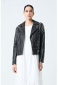 Chaqueta Biker De Cuero Para Mujer Cristales Chaqueta Biker De Cuero Para Mujer Cristales Negro S VÉLEZ de Vélez