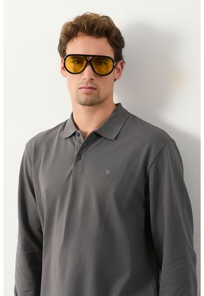 Polo Manga Larga En Algodón Para Hombre Nápoles Polo Manga Larga En Algodón Para Hombre Nápoles Gris XL VÉLEZ