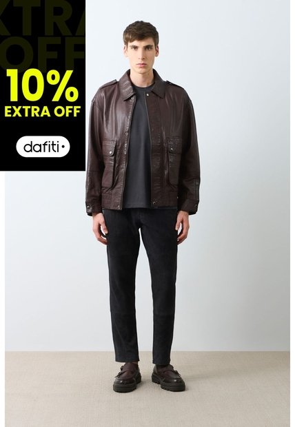 Chaqueta Bomber De Cuero Para Hombre Meridian Chaqueta Bomber De Cuero Para Hombre Meridian Cafe XL VÉLEZ