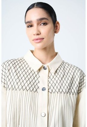 Chaqueta Alhena En Tejido Plano Para Mujer Bordado Millaré Chaqueta Alhena En Tejido Plano Para Mujer Bordado Millaré Crema L VÉLEZ