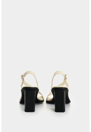 Sandalia Tacón Canes De Cuero Para Mujer Hebilla Hexagonal Sandalia Tacón Canes De Cuero Para Mujer Hebilla Hexagonal Blanco 38 VÉLEZ