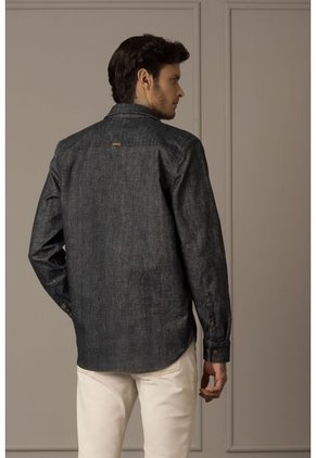 Camisa Jaspe Manga Larga Para Hombre Tejido Tipo Denim Camisa Jaspe Manga Larga Para Hombre Tejido Tipo Denim Azul S Vélez