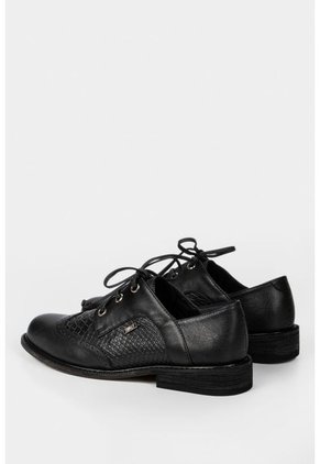 Zapatos Cordón Derby De Cuero Para Mujer Grabado Reptil