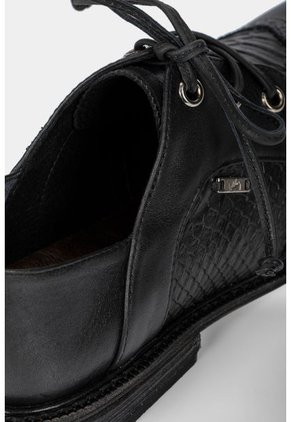 Zapatos Cordón Derby De Cuero Para Mujer Grabado Reptil