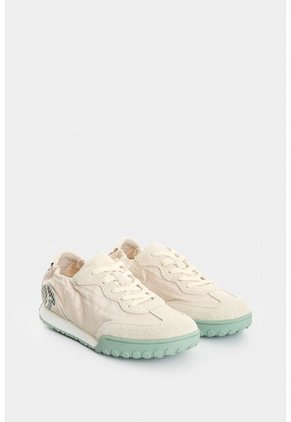 Tenis De Lona Y Cuero Gamuzado Para Mujer Wild Tenis De Lona Y Cuero Gamuzado Para Mujer Wild Blanco 34 VÉLEZ