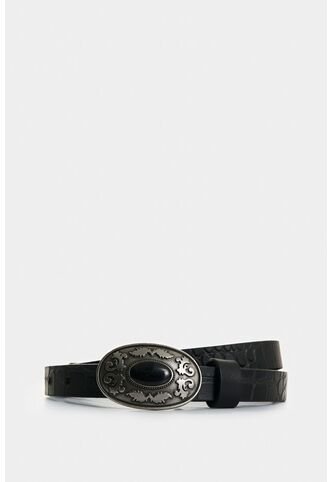 Cinturón Unifaz De Cuero Grabado Para Mujer Hazel Cinturón Unifaz De Cuero Grabado Para Mujer Hazel Negro L VÉLEZ Vélez