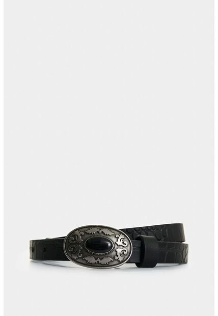 Cinturón Unifaz De Cuero Grabado Para Mujer Hazel Cinturón Unifaz De Cuero Grabado Para Mujer Hazel Negro L VÉLEZ