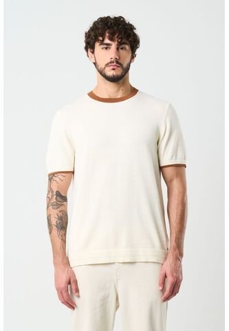 Camiseta Tejida Manga Corta Para Hombre Luminia Camiseta Tejida Manga Corta Para Hombre Luminia Crema XS VÉLEZ Vélez
