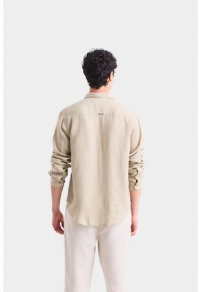 Camisa Manga Larga En Lino Para Hombre Silueta Semi Ajustada Camisa Manga Larga En Lino Para Hombre Silueta Semi Ajustada Verde Oliva M VÉLEZ