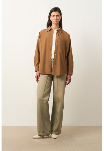 Camisa Manga Larga Oversized Para Mujer Claire Camisa Manga Larga Oversized Para Mujer Claire Miel XL VÉLEZ Vélez