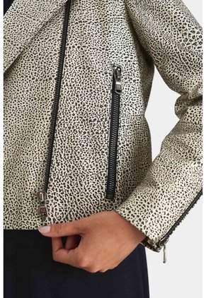 Chaqueta Biker Tokio En Cuero Para Mujer Efecto Metalizado Chaqueta Biker Tokio En Cuero Para Mujer Efecto Metalizado Dorado L VÉLEZ