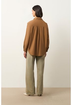 Camisa Manga Larga Oversized Para Mujer Claire Camisa Manga Larga Oversized Para Mujer Claire Miel XL VÉLEZ