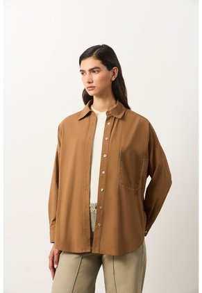 Camisa Manga Larga Oversized Para Mujer Claire Camisa Manga Larga Oversized Para Mujer Claire Miel XL VÉLEZ