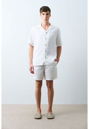 Camisa Manga Corta En Lino Para Hombre Málaga Camisa Manga Corta En Lino Para Hombre Málaga Blanco M VÉLEZ