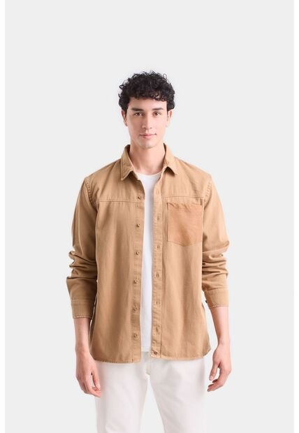 Sobrecamisa Duna Manga Larga De Algodón Para Hombre Bolsillo En Cuero Sobrecamisa Duna Manga Larga De Algodón Para Hombre Bolsillo En Cuero Kaky L VÉLEZ
