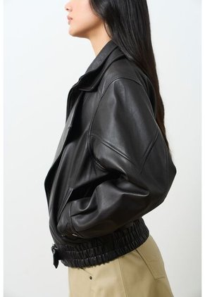 Chaqueta Bomber De Cuero Para Mujer Lumos Chaqueta Bomber De Cuero Para Mujer Lumos Cafe XXL VÉLEZ