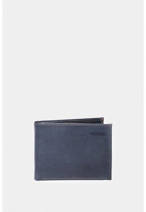 Billetera Humanista De Cuero Para Hombre Costuras Contraste Azul Oscuro Billetera Humanista De Cuero Para Hombre Costuras Contraste Azul Oscuro VÉLEZ