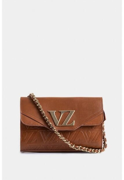 Bolso Manos Libres Mini Lili De Cuero Grabado VZ Miel Bolso Manos