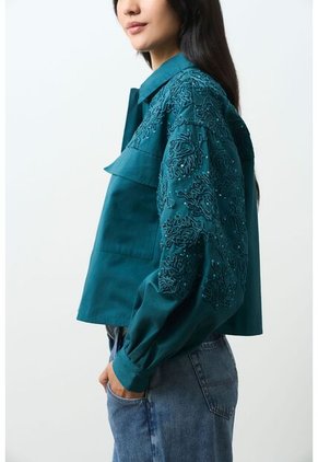 Chaqueta Cropped Holgada Para Mujer Tritón Chaqueta Cropped Holgada Para Mujer Tritón Azul Aguamarina XXL VÉLEZ