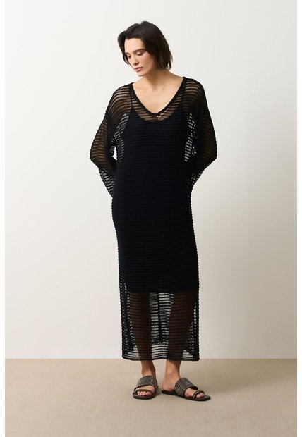 Vestido Maxi Tejido Ica Para Mujer Vestido Maxi Tejido Ica Para Mujer Negro 10 VÉLEZ