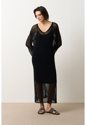 Vestido Maxi Tejido Ica Para Mujer Vestido Maxi Tejido Ica Para Mujer Negro 10 VÉLEZ